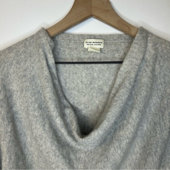 Club Monaco Cowl Neck Cashmere Sweater in Light Heather Grey, Size Large - Picture 4 of 9